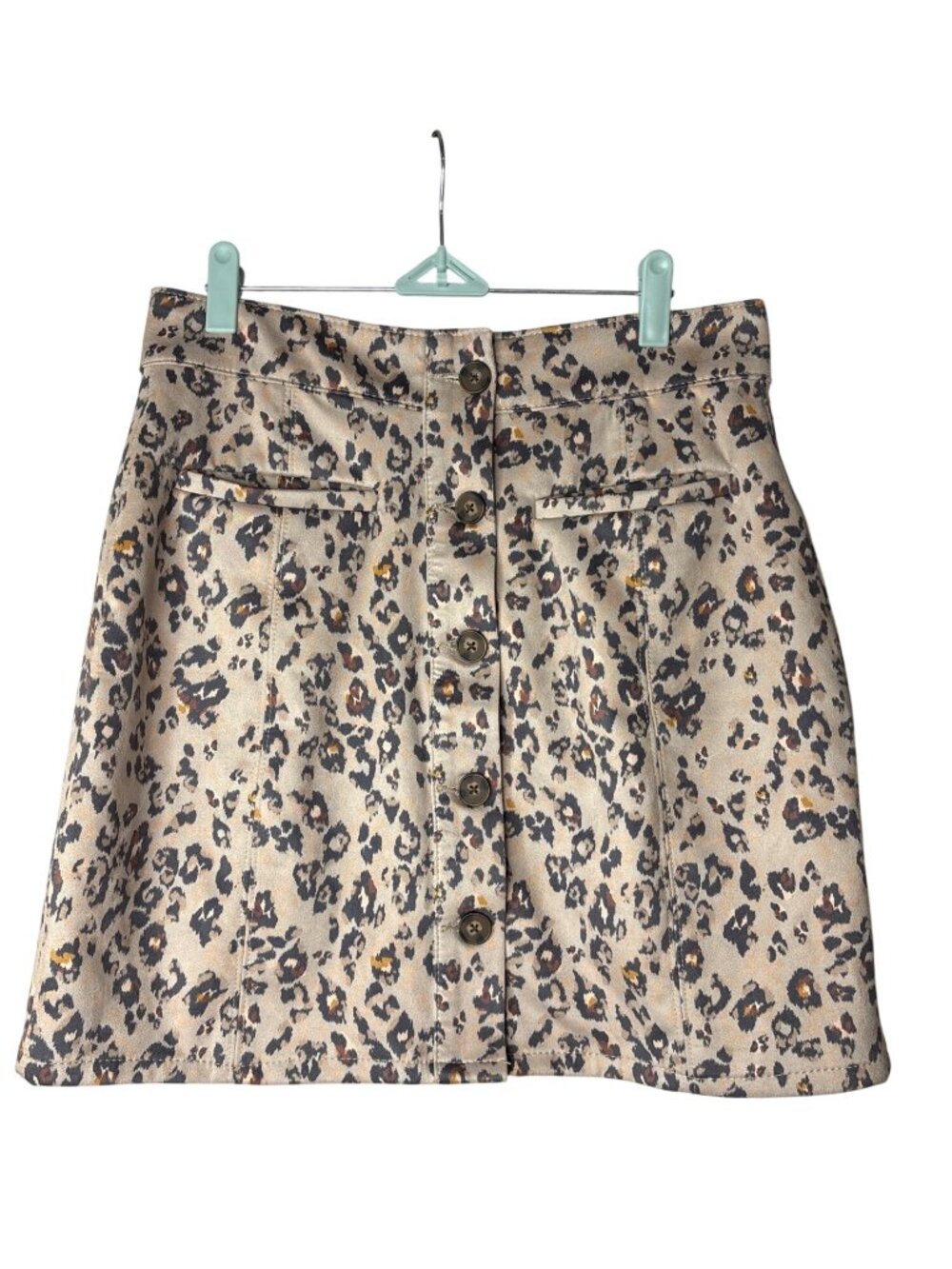 Maurices Straight Knee Length Skirt 12 Leopard Print Button Front Neutral New